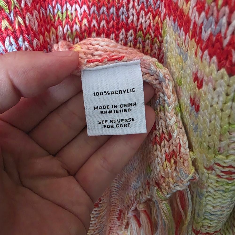 525 America Fringe Long Colorful Belted Knit‎ Cardigan Sz Small - Picture 9 of 9